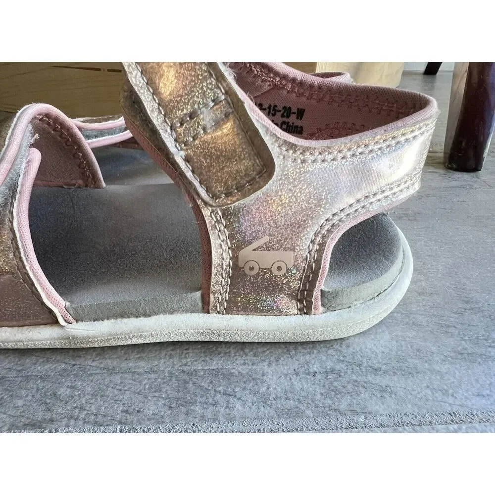 See Kai Run Toddler Girls Logan Sandal Pink Glitter Hook & Loop Adjustable 9